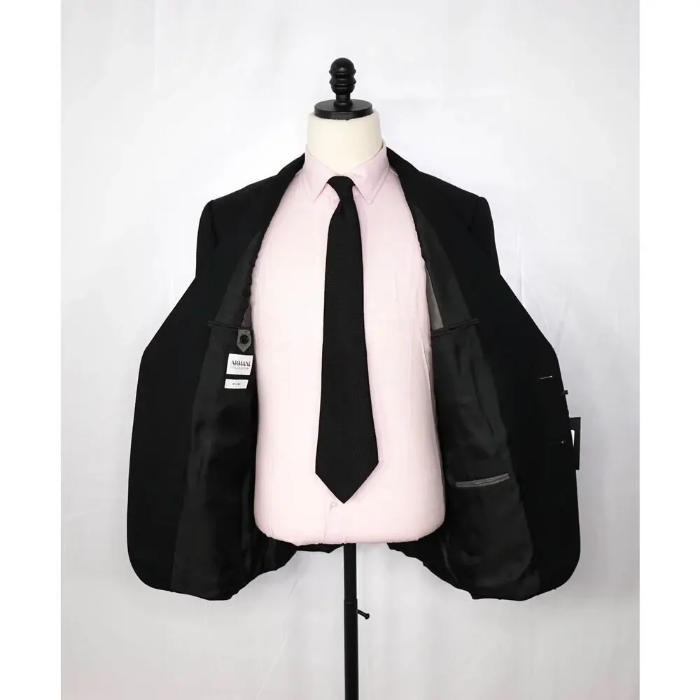 ARMANI COLLEZIONI - Black Wool Peak Lapel Blazer - 44R